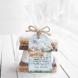 Camping Thema Verjaardagsfeestje Bedankt Favor Cadeaulabel