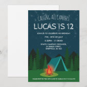 Camping thema verjaardagsfeestje uitnodiging (Voorkant / Achterkant)