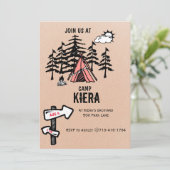 Camping themad verjaardagsfeest Uitnodiging voor m (Staand voorkant)