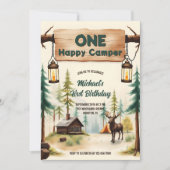 Camping Theme Boy One Happy Camper 1e verjaardag Kaart (Voorkant)