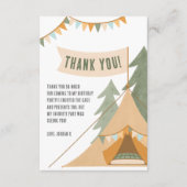 Camping Theme Outdoor Adventure Boy Birthday Party Bedankkaart (Voorkant)