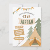Camping Theme Outdoor Adventure Boy Birthday Party Kaart (Voorkant)