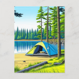 Camping Theme Tent in de Bossen Briefkaart