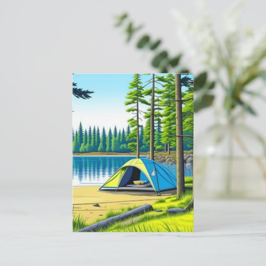 Camping Theme Tent in de Bossen Briefkaart (Staand voorkant)