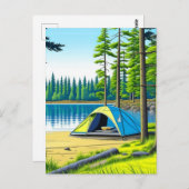 Camping Theme Tent in de Bossen Briefkaart (Voorkant / Achterkant)