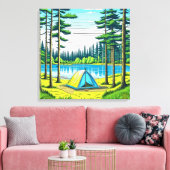 Camping Theme Tent in de Bossen Canvas Afdruk (Insitu (Woonkamer))