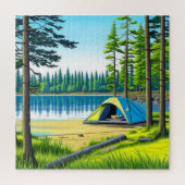 Camping Theme Tent in de Bossen Legpuzzel (Verticaal)