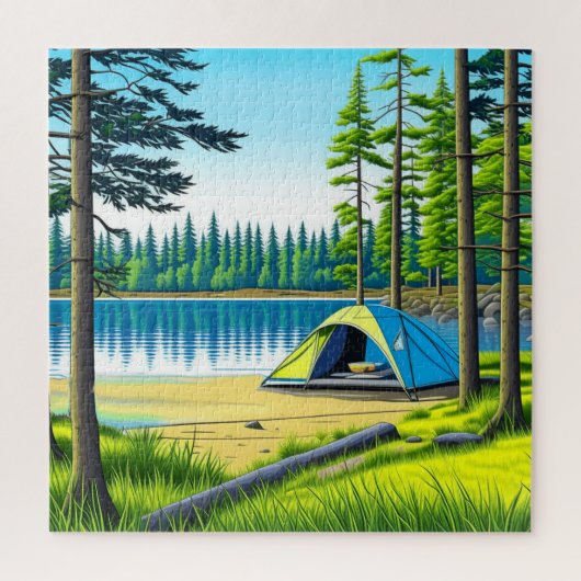 Camping Theme Tent in de Bossen Legpuzzel (Verticaal)