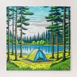 Camping Theme Tent in de Bossen Legpuzzel