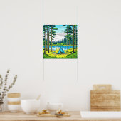 Camping Theme Tent in de Bossen Poster (Keuken)