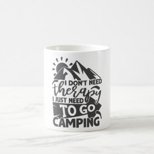 Camping Therapy Funny Camper Quote Typografie Koffiemok