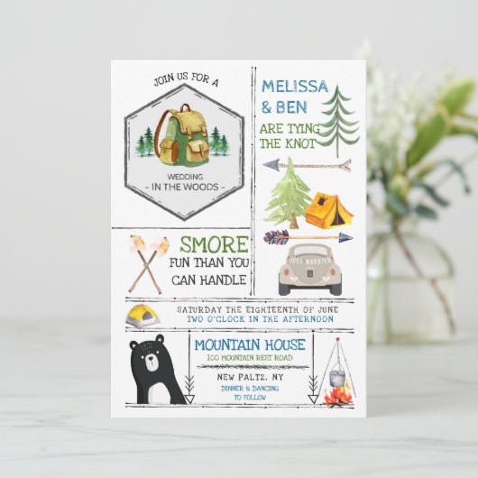 Camping Thleed Wedding - Badges & Icons Kaart (Staand voorkant)