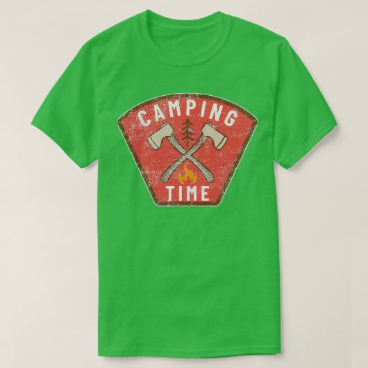  Camping Time Ax Tree Campfire T-shirt (Design voorkant)
