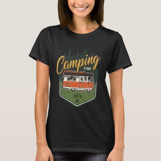 Camping Time Let's Go Forest Green Car Summer T-shirt (Voorkant)