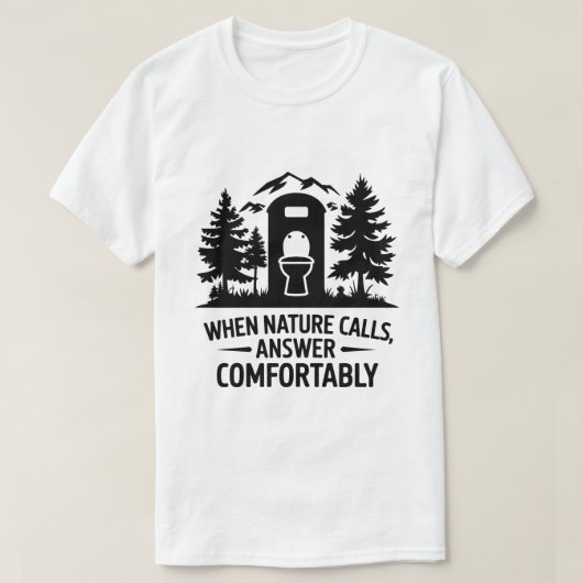 Camping Toilet Humor Mountain Forest grafische kun T-shirt (Design voorkant)