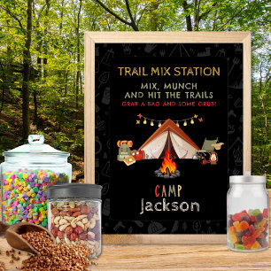 Camping Trail Mix Station Verjaardagsfeestje Teken Poster