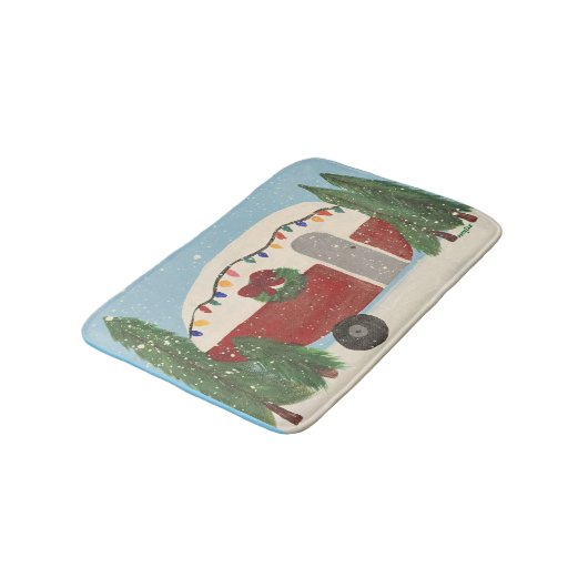 Camping Trailer at Christmas Badmat (Gekanteld)