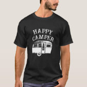 Camping Trailer Happy Camper Black T-Shirt (Voorkant)