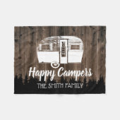 Camping Trailer Happy Campers Forest Rustic Wood Fleece Deken (Voorkant (Horizontaal))