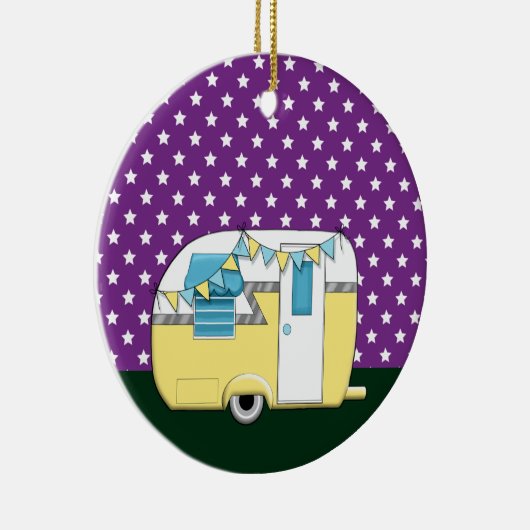 Camping Trailer Keramisch Ornament (Rechts)