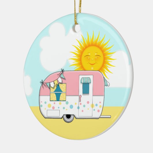Camping Trailer Keramisch Ornament (Links)