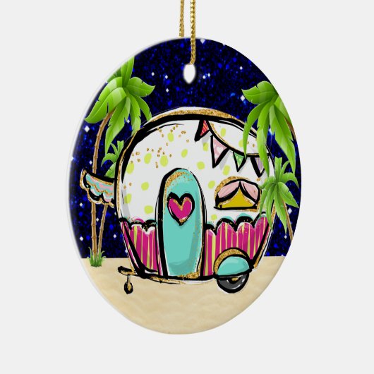 Camping Trailer Keramisch Ornament (Rechts)