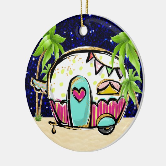 Camping Trailer Keramisch Ornament (Links)