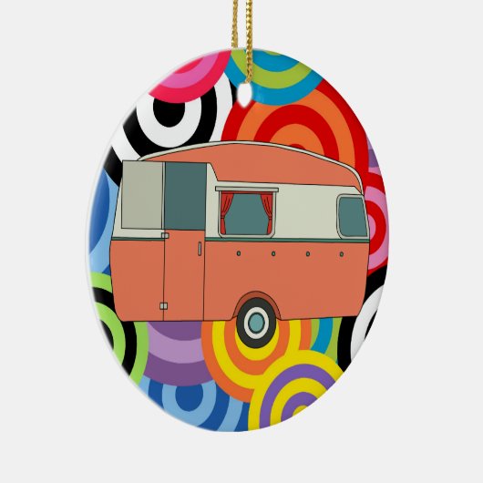 Camping Trailer Keramisch Ornament (Rechts)