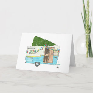 Camping Trailer Kerst Kaart