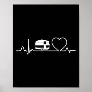 Camping Trailer Rv Hartslag T-shirt Vakantie Buite Poster