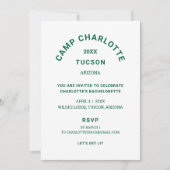 Camping Trip Bos Groen Bachelorette Feest Kaart (Voorkant)