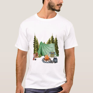 Camping Trip Campfire, Tent, Camping in de Bossen T-shirt