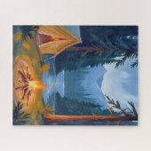 Camping Trip Forest Campfire Tent Watercolor Legpuzzel (Horizontaal)