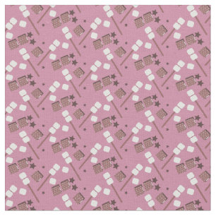 Camping Trip Marshmallows Roasted Pink Stars Stof