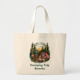 Camping trip snacktijd grote tote bag
