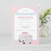 Camping Truck Bachelorette Party Invitation Kaart (Staand voorkant)