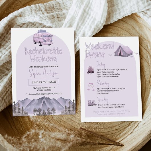 Camping Truck Bachelorette Party Invitation Kaart