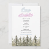 Camping Truck Forest Girl Birthday Invitation Kaart (Achterkant)