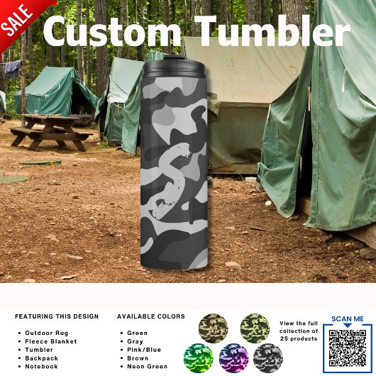Camping Tumbler | BEGINSEL Camouflage Kinderen Tie Thermosbeker