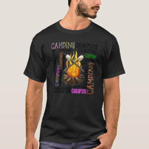 Camping Typografie Campfire Camp Life Zomer Vaca T-shirt