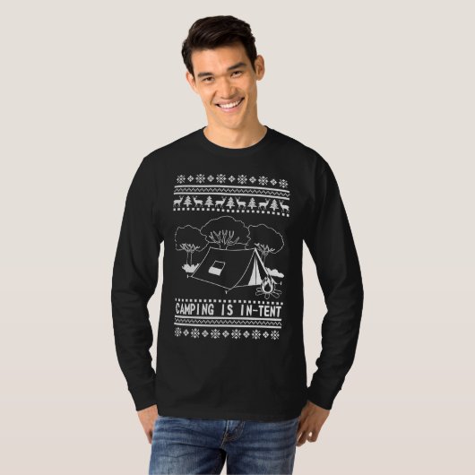 Camping Ugly KerstSweater T-shirt (Voorkant volledig)
