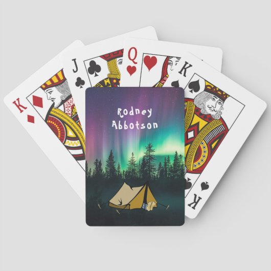 Camping under the Aurora Borealis - Personalize Pokerkaarten (Achterkant)