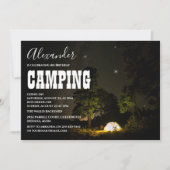 Camping under the Night Sky Birthday Invitation Kaart (Voorkant)