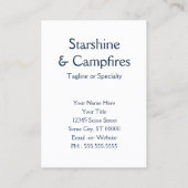 Camping under the Stars Starshine and Campfire Visitekaartje (Achterkant)