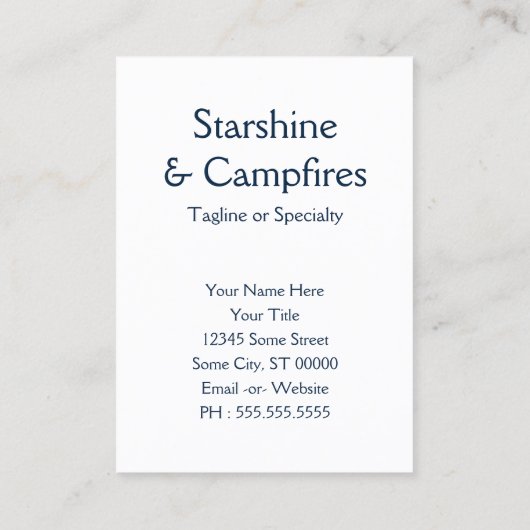 Camping under the Stars Starshine and Campfire Visitekaartje (Achterkant)