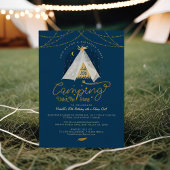Camping under the Stars Tepee Navy & Gold Birthday Kaart