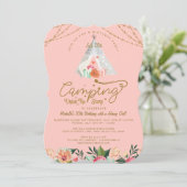 Camping under the Stars Tepee Pink & Gold Camping Kaart (Staand voorkant)