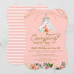 Camping under the Stars Tepee Pink & Gold Camping Kaart