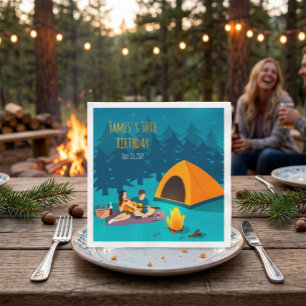 Camping Under the Stars Verjaardagsfeest Papieren  Servet