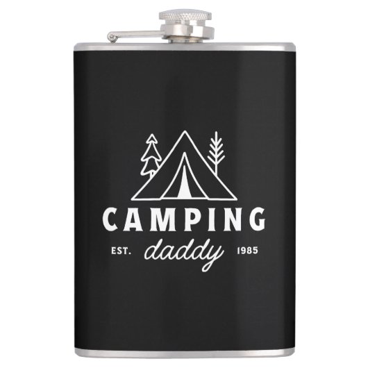 Camping vader grappige vader camper bos retro zwar heupfles (Voorkant)